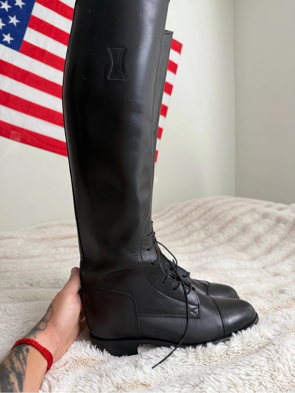 Women's Over-the-Knee Lace-Up Riding Boots - Black